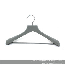 Branded Grey Wooden Clothes Hanger for Suit with Pants Bar